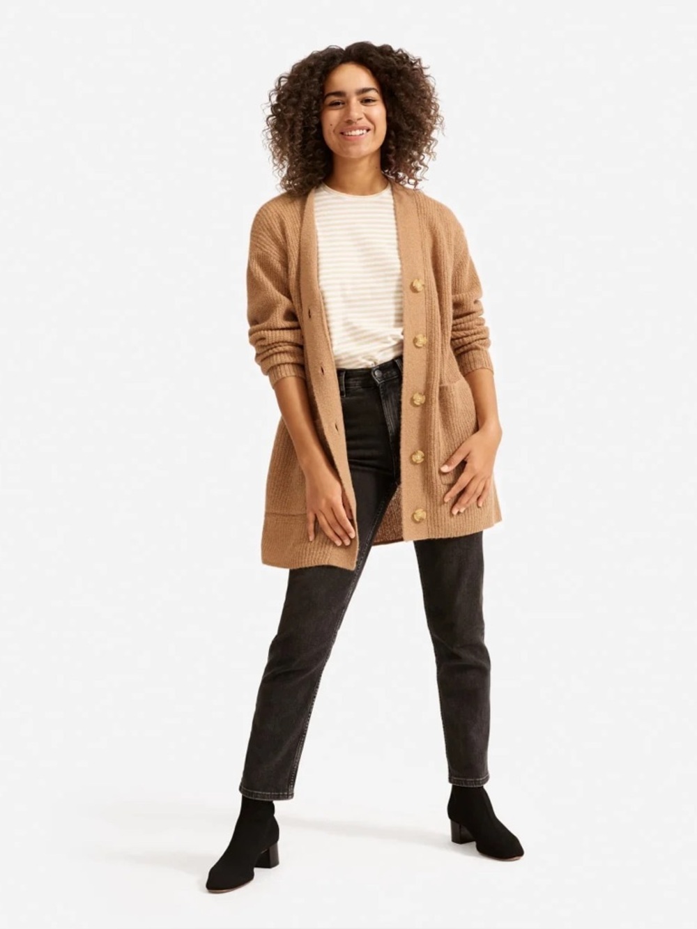 EVERLANE The Oversized Alpaca Wool Cardigan Sweater Women Medium Camel Oversize